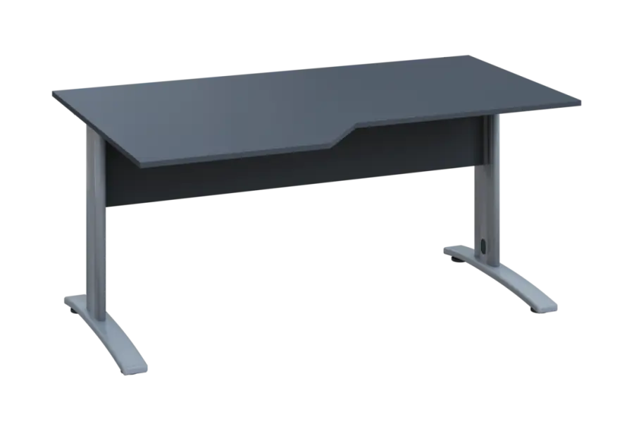 EZK 28 - 166 stůl kancelářský, rohový, levý, kovová podnož stříbrná, deska 25 mm, široký 1600 mm, antracit